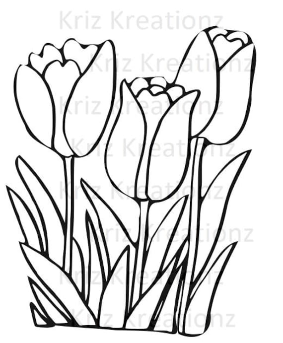 Tulips Outline SVG Cut File | Etsy