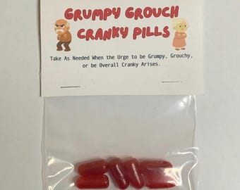 Grumpy Grouchy Cranky Pills Gag Gift, White Elephant Gift, Funny Gift