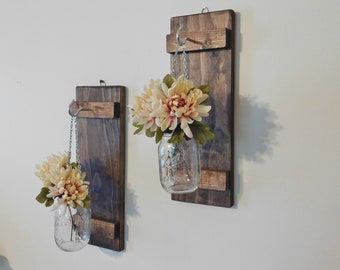 Mason Jar Wall Sconces, Mason Jar Decor, Wall Sconce, Set of 2, Mason Jar Sconces, Farmhouse Wall Decor