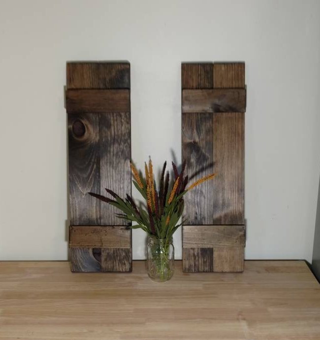 Rustic Wood Shutters Set of 2 farmhouse wall decor window shutters