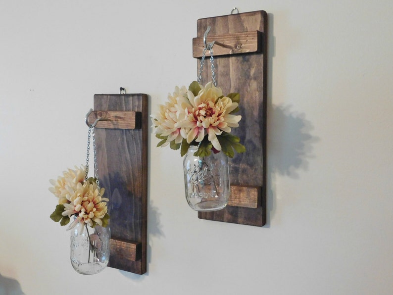 Set Of 2 Hanging Mason Jar Sconces Wall Image 0