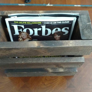 Wood Magazine Rack, Home Decor, Wood Menu Holder, Rustic Rack image 3