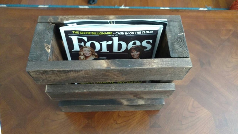 Wood Magazine Rack, Home Decor, Wood Menu Holder, Rustic Rack image 3