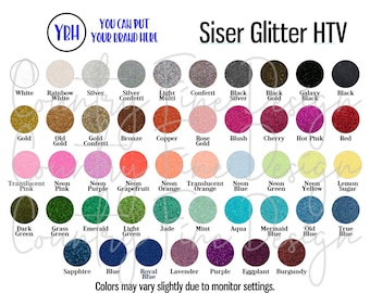 Siser Glitter HTV Color Chart Heat Transfer Vinyl Color ...