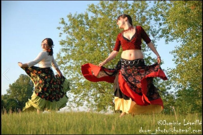 Gypsy Dance Skirt,Flamenco Skirt,Belly Dance,Circular Skirt,Ruffled Skirt,Tribal Dance,Baladi,Made in Quebec, Made in Canada image 1