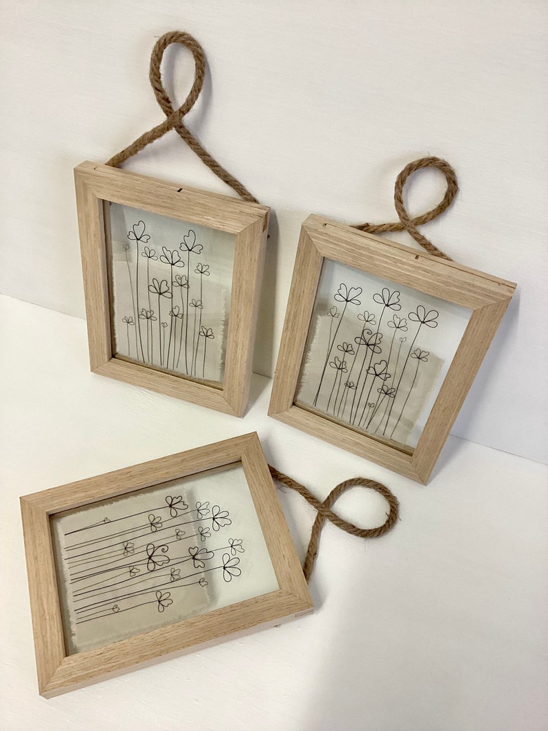 Handmade Wire Flowers Illustration in Small Hanging Frame Etsy