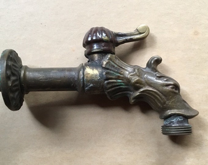 Vintage Italian Gargoyle Faucet, Brass, Great Patina... Wonderful