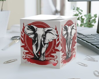 Cubo de notas adhesivas con forma de elefante color carmesí y crema - Orgullo de hermandad (700 hojas)