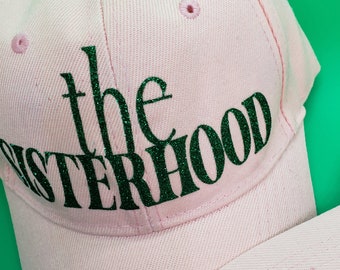 Pink Baseball Cap: the Sisterhood, Green Lettering - Etsy display picture 2
