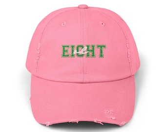 Oh Eight' Soror ヴィンテージ風ダメージ加工ベースボールキャップ | Sororへのギフト