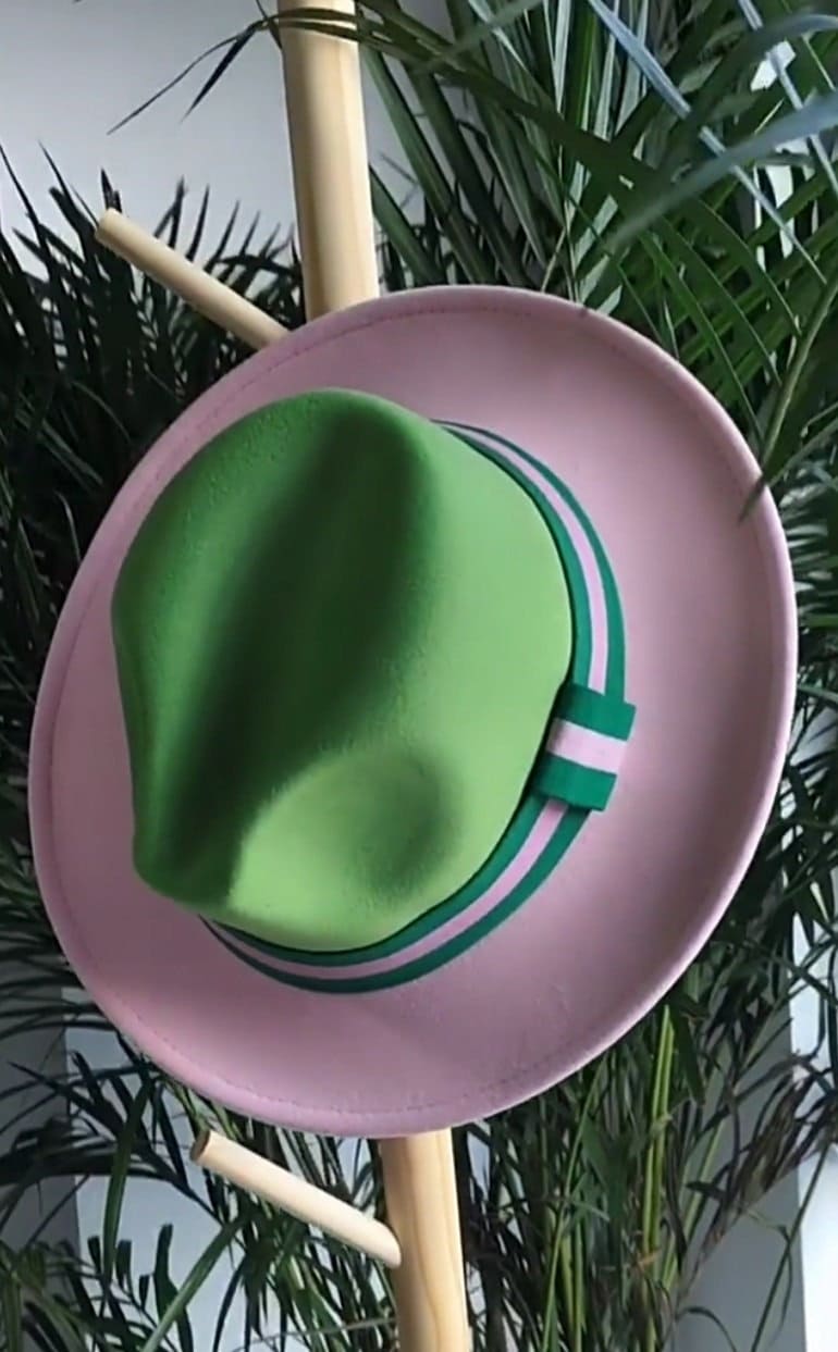 Pink & Green Color Blocked Fedora Hat Color Block Fedora Hat – Paparazzi Ready main image 4