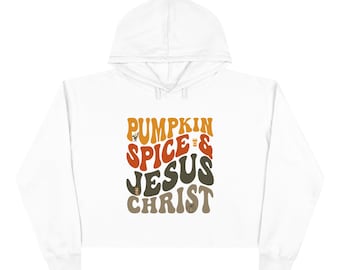 Sudadera corta con capucha de calabaza, especias y Jesucristo - Mezcla de algodón de otoño