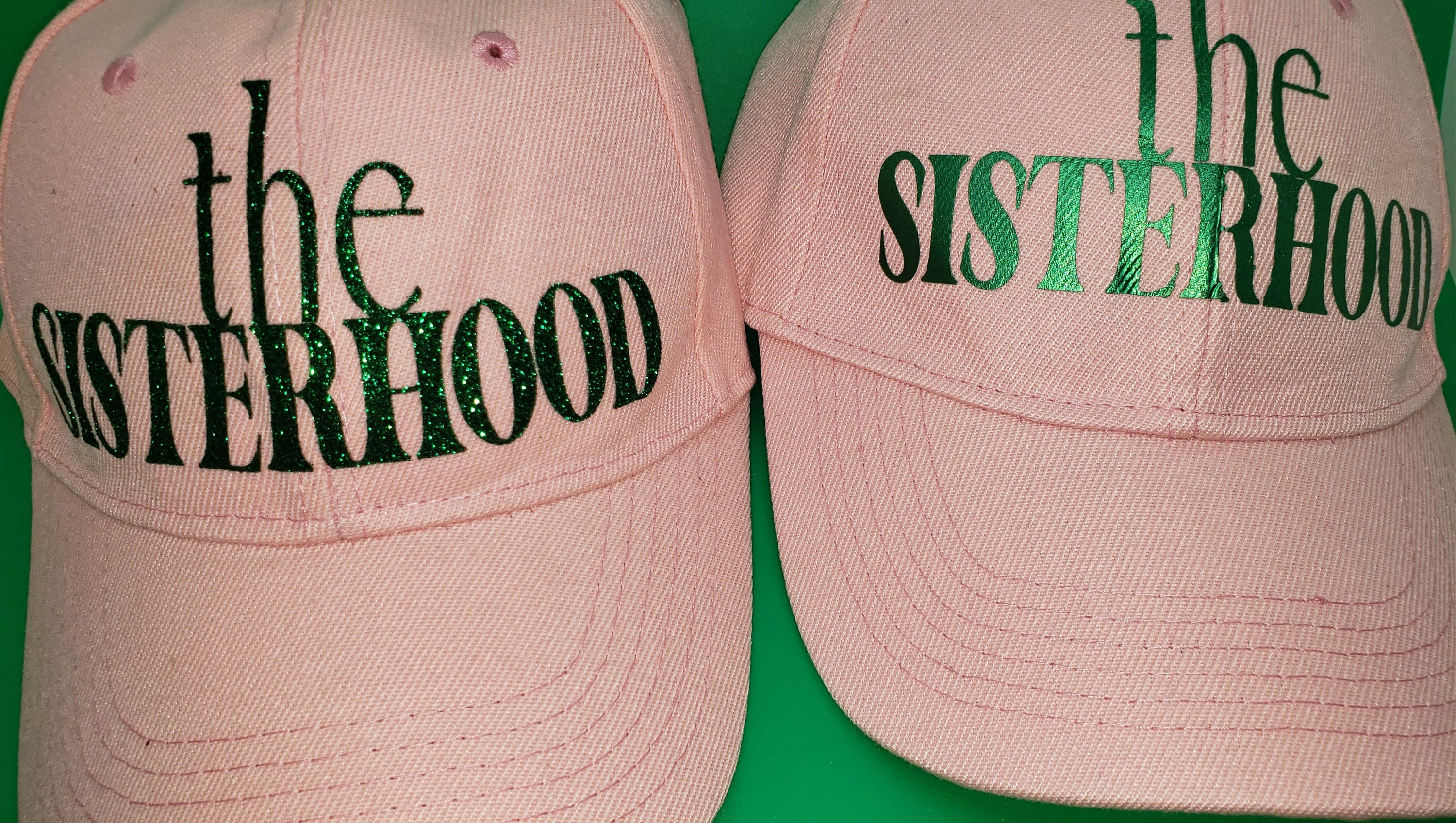 Pink Baseball Cap: the Sisterhood, Green Lettering - Etsy