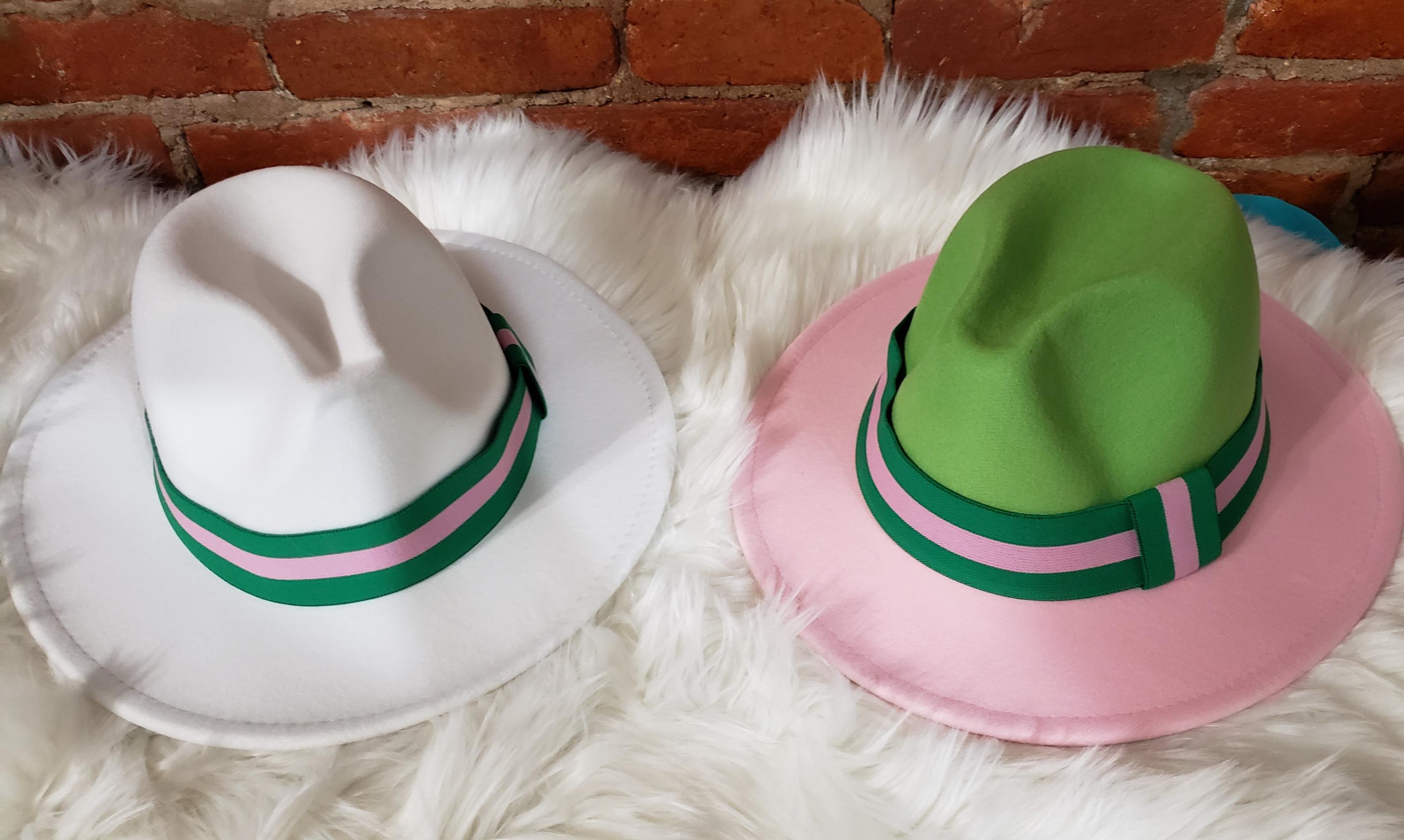 Pink & Green Color Blocked Fedora Hat Bruno-Capelo-Ricardo-Pink-  main image 3