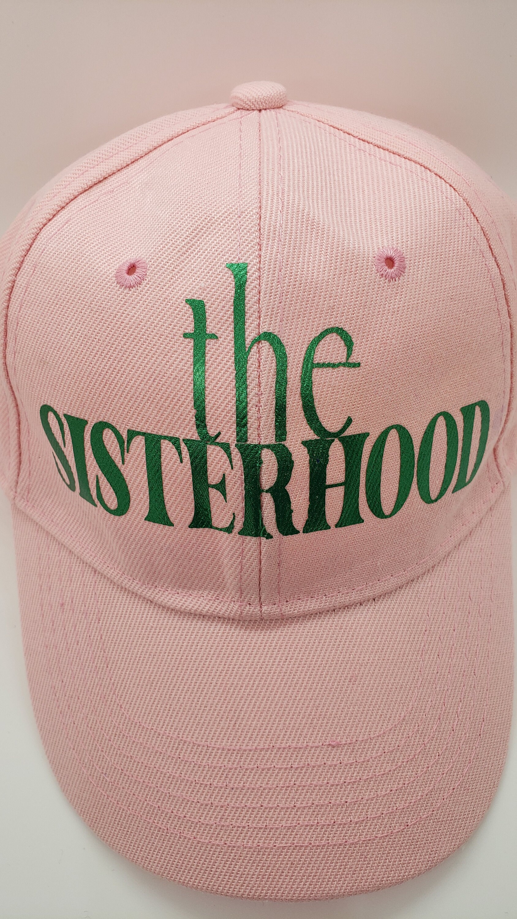 Pink Baseball Cap: the Sisterhood, Green Lettering - Etsy display picture 3