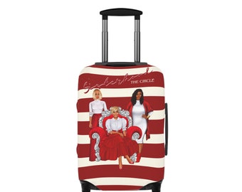 Crimson & Cream Sorority Luggage Cover: Sisterhood Divine