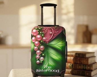 Ivy Leaf Pearl Luggage Cover | Soror Gift Suitcase Cover | Suitcase Cover 21x14, 25X16, 28X20