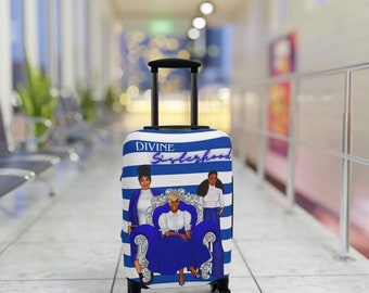 Royal Blue Sorority Luggage Cover: Sisterhood Travel Accessory