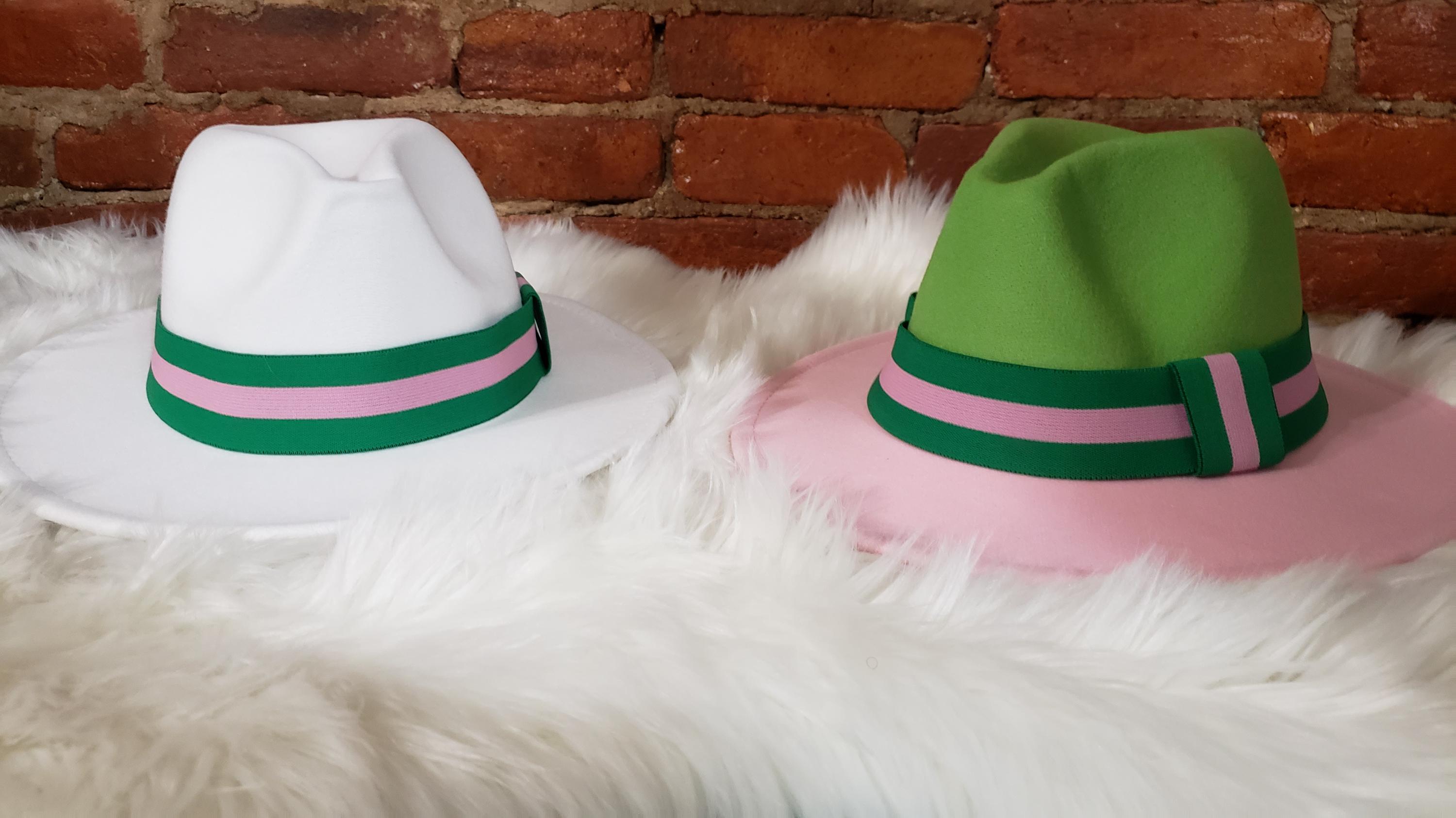 Pink and Green Two-toned Pinched Fedora - Soror Gift - Etsy