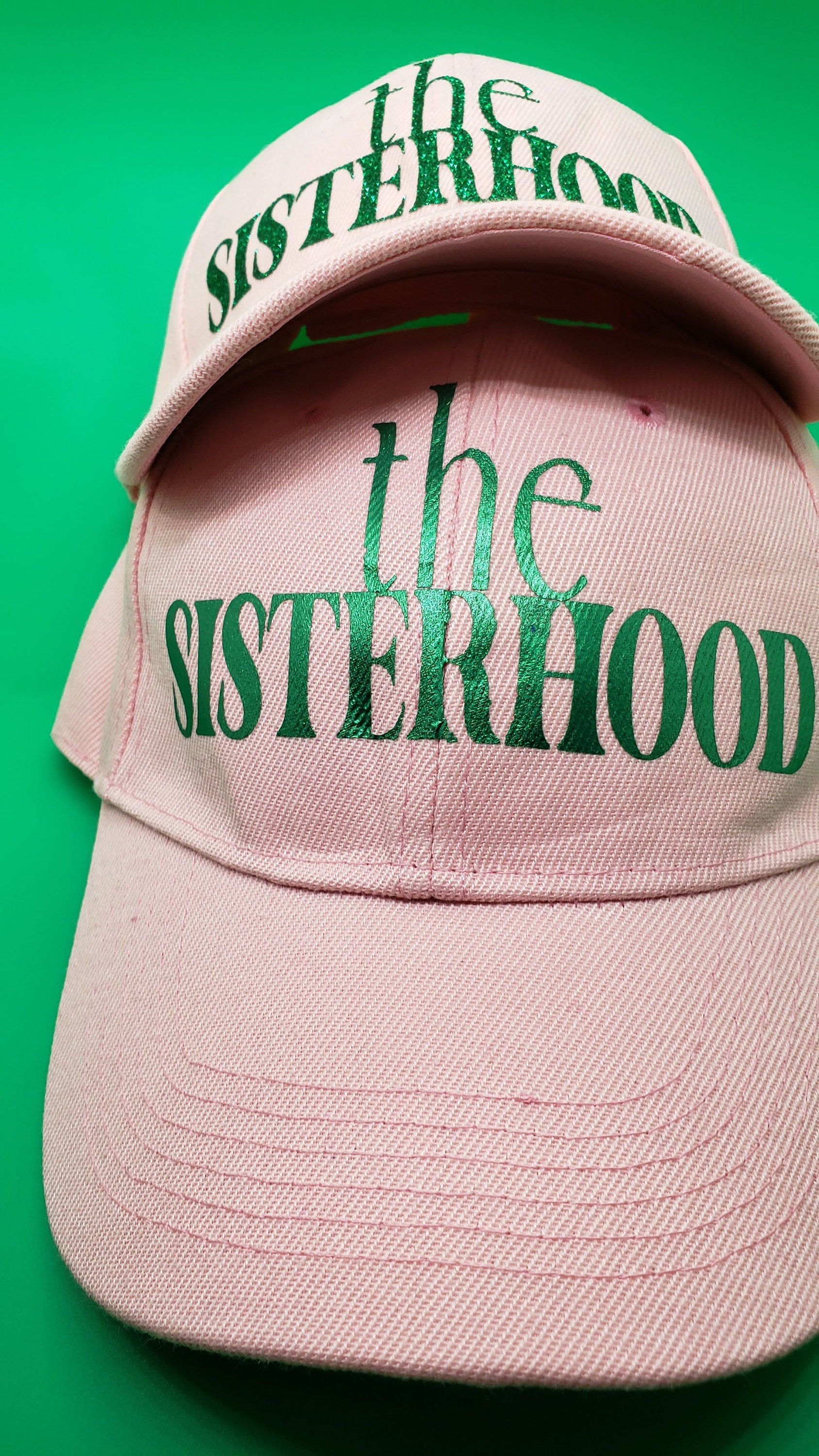 Embellished Pink & Green Sisterhood Patch Baseball Cap Every crown I create tells a story ✨??. This custom  main image 4