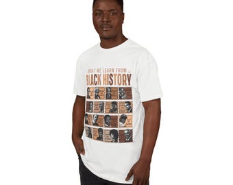 Camiseta de gamuza con collage de sellos de la historia negra / Camiseta afroamericana, camiseta gráfica, camiseta de cultura negra, historia educativa y Juneteenth