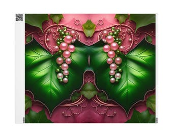 Papel de regalo con remolinos florales en rosa y verde de Soror