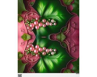 Papel de regalo con remolinos florales en rosa y verde de Soror