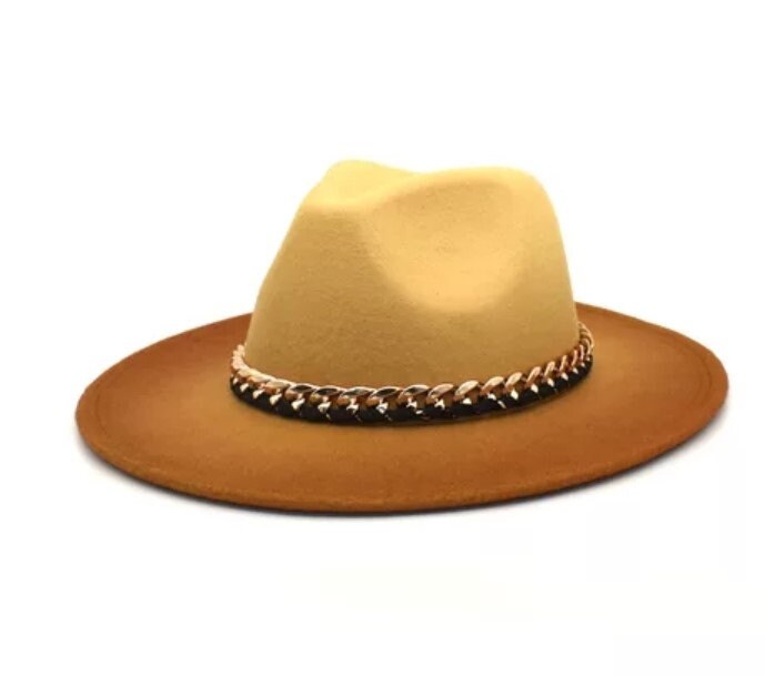 Women’s Ombre Fuchsia & Cream Wide Brim Fedora Dress Hat with Chain Band NWT Ivy Wide Brim Fedora Hat Women Wool Hats For Women Pink Hats  main image 2