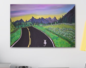 Highway Kitty - 24" x 16" Canvas Gallery Wraps