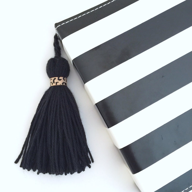 Soft Black Leopard Ribbon Trim Yarn Tassel or Keychain Etsy