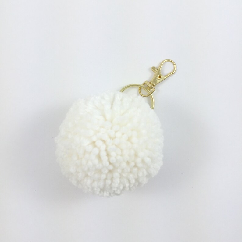 Soft White Large Pom Pom Keychain Etsy