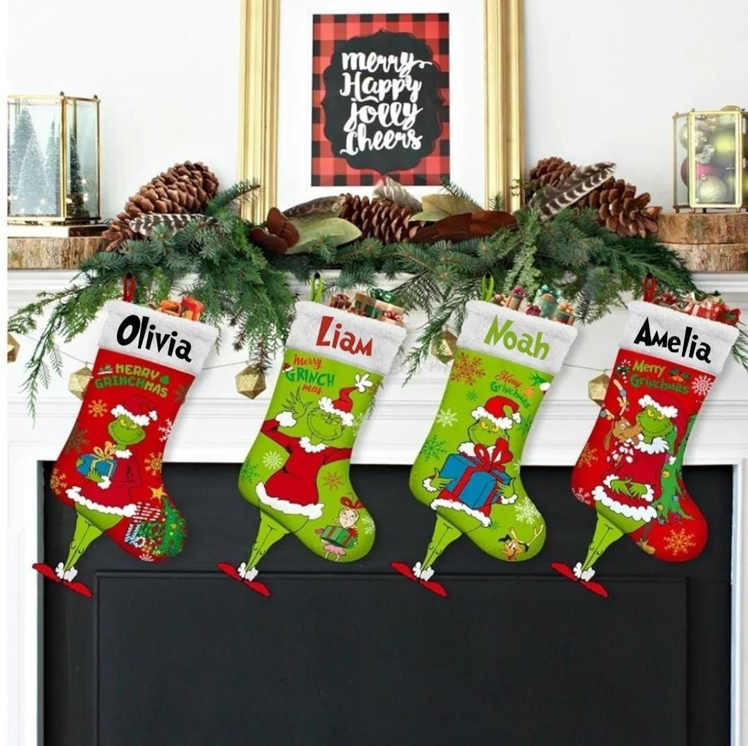 Grinch Custom Christmas Stockings Custom Stockings Grinch Gifts