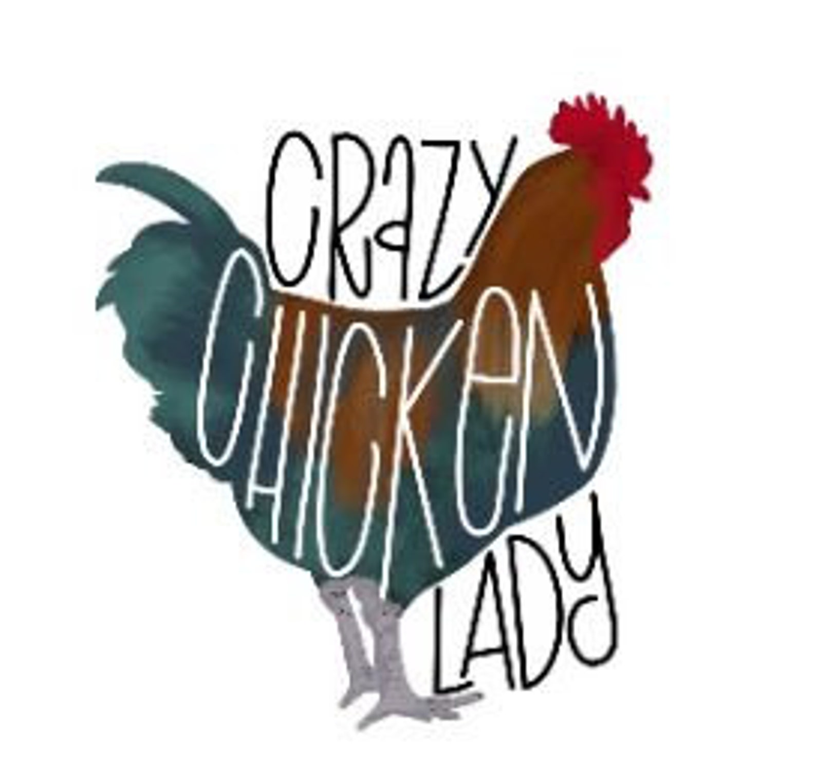 Pegatina divertida Pegatina de pollo señora de pollo loco Etsy