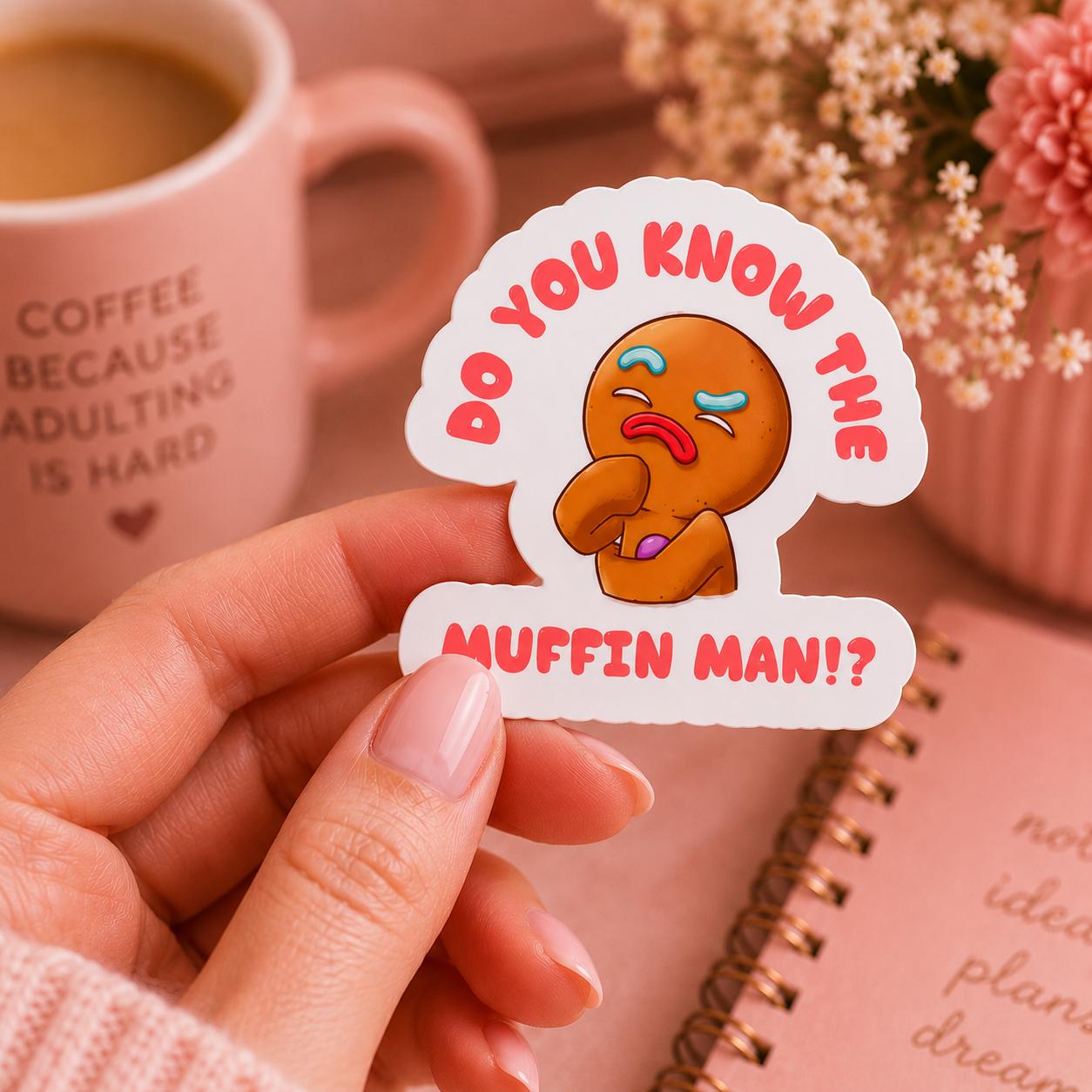 Muffin Man Sticker, Funny Glossy Vinyl Sticker - Etsy