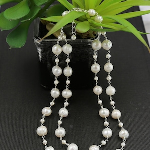 Double Strand Pearl Necklace.  Long Pearl Necklace.  Multi strand Pearl Necklace. Bridesmaid Necklace.