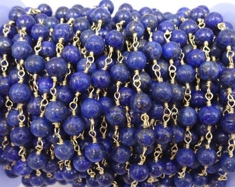 6MM Polished Sodalite in Silver Tone Chain Non Tarnish Sterling Plating Wire. 15/% OFF 2Ft Wire Wrapping Gemstone Chain