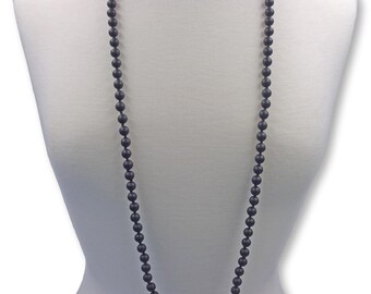Herren Onyx Edelstein Halskette 8mm Perlenkette Natürlichen Kette Schwarz 60cm 