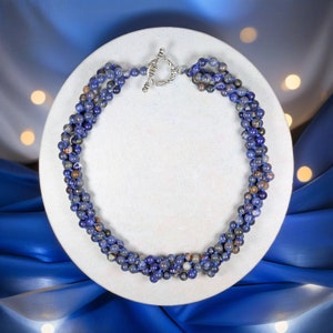 Four Strands Sodalite Necklace.  Blue Gemstone Pendant Necklace. Genuine Sodalite Necklace.