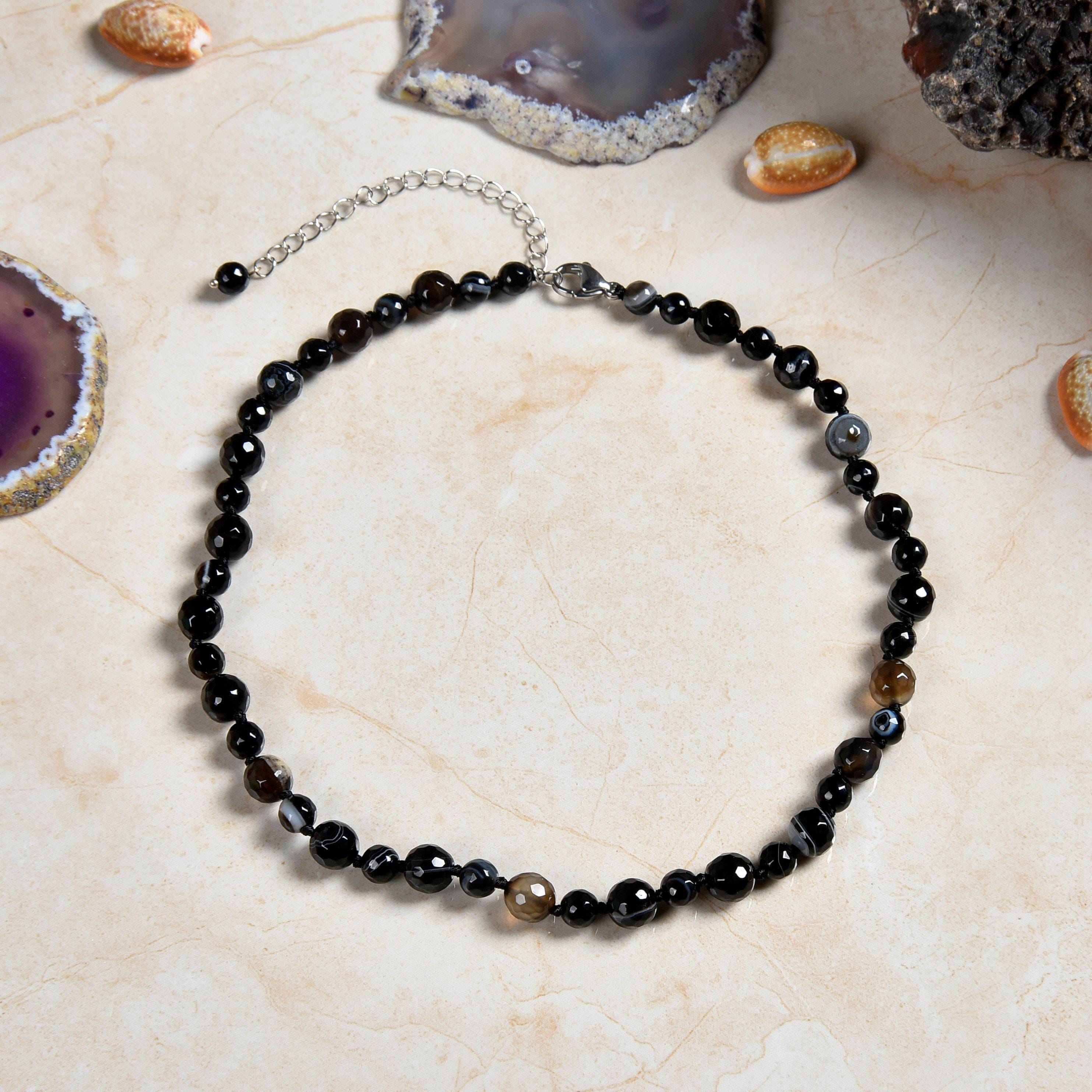 Black Onyx Choker.necklace Black Gemstone Choker.beaded