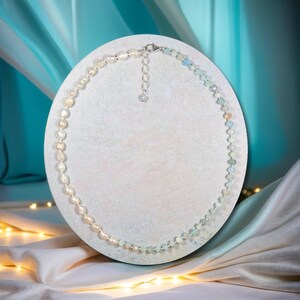 Aquamarine and Freshwater Pearl Short Necklace.