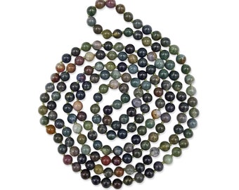 60" 8MM polished Fancy jasper endless infinity beaded necklace