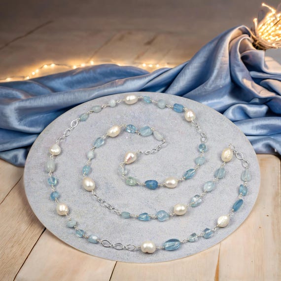 Collana con ciondolo a forma di cuore in acquamarina e rosa in oro 14