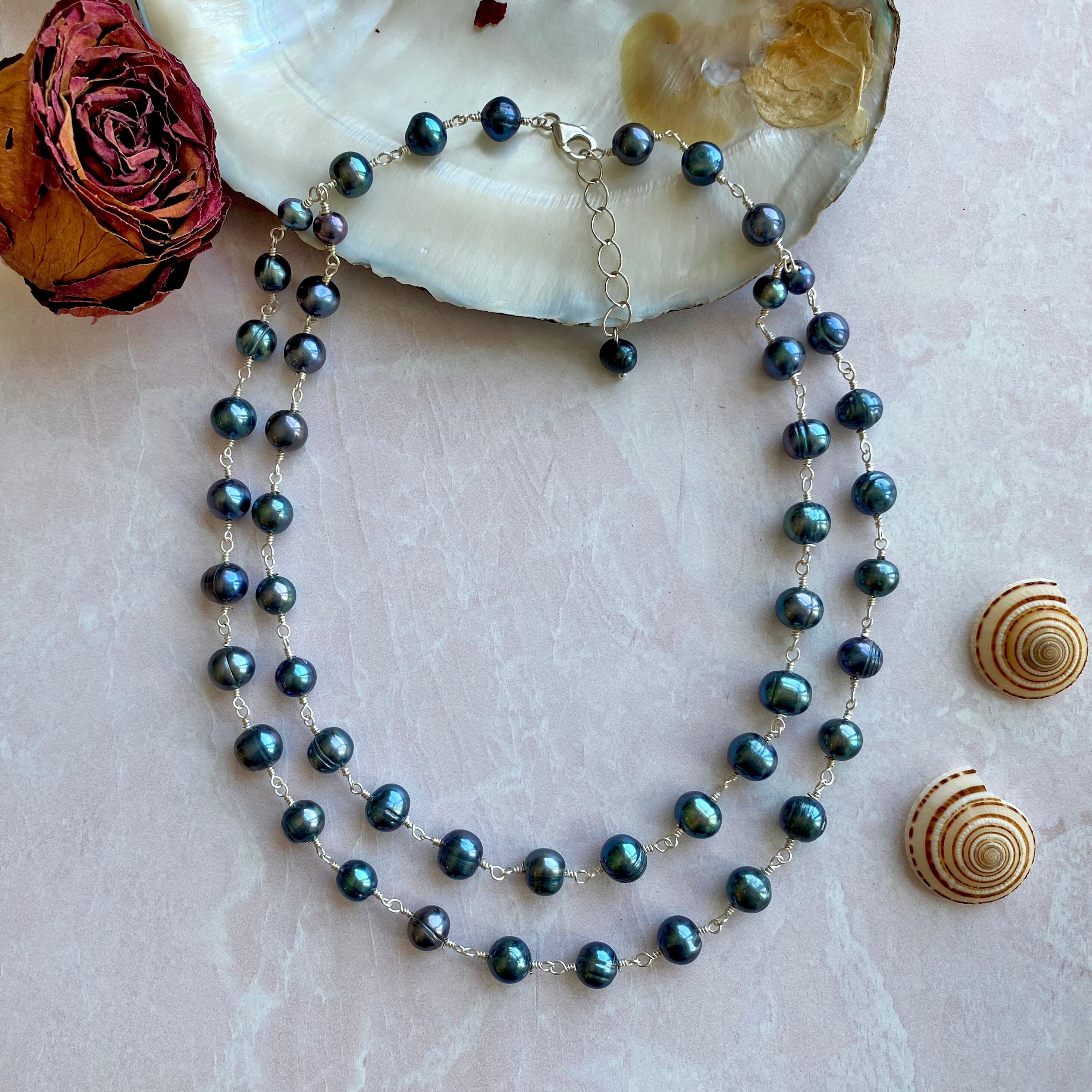 Collana Di Perle Naturali Di Acqua Dolce Con Chiusura In Oro 18 Kt E Perle Di Diametro 6 1/2-7 Mm - Foto 8