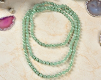 60&quot; 8mm natural green aventurine endless infinity beaded versatile length long or multi-strand mala chakra wrap necklace.