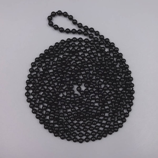70" 4MM Genuine Polished Black Onyx Endless Infinity Hand Knotted Beaded Necklace.