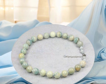 Beaded Aquamarine Necklace.  Hand Made Statement Necklace. Pastel Blue Necklace.