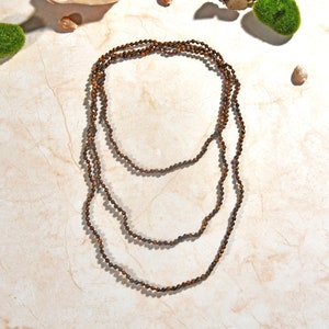 70" 4MM Genuine Tiger's Eye Long Beaded Infinity Endless Pre-knotted Beaded Necklace, or Bracelet.