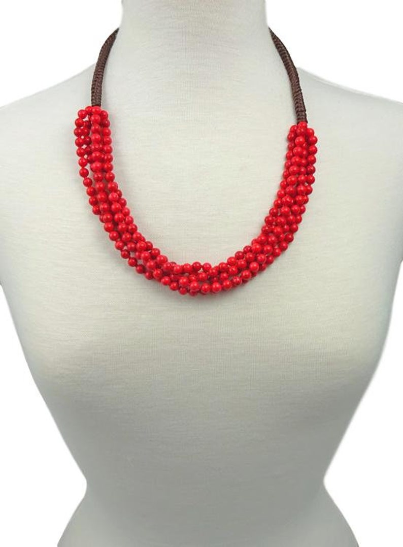 Multiple Strand Hand Braided Magnesite Turquoise Necklace