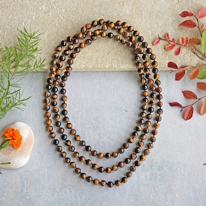 60" polished Tiger eye endless infinity beaded necklace