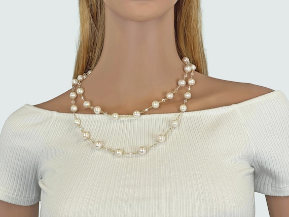 Collier De Perles Véritables 40cm - Tons Blanc Gris Et Rose Teinté - Occasion